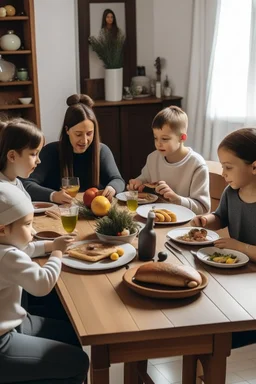 image d’une famille autour d’une table sans nourriture