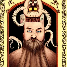 Vampire Bat face tentacles beard Russian Orthodox priest