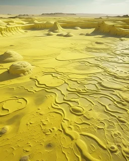 A light yellow wasteland with acid pools designed in ancient Egyptian hieroglyphics painted by Zosan