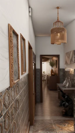 PORTUGUESE TILES, RENDER ARCHITECTURE, 4K, adding depth and dimension to the image. Pay attention to capturing the fine details of the marble texture and the overall sleek and sophisticated ambiance of the kitchen. hyper close up --ar 9:16