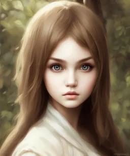 intricate, elegant, sharp focus, illustration, detailed eyes, digital painting, concept art, matte, art by wlop and artgerm and ivan shishkin and andrey shishkin, masterpiece, young and cute ukrainian girl, adorable, round face