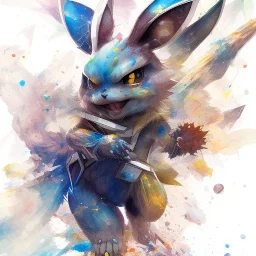 Pokémon Pikachu, watercolor illustration by <agnes cecile> style <Yoji Shinkawa>, <Jackson Pollock>, intricate detail , soft smooth lighting, soft pastel colors,