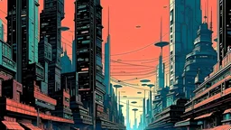dystopian city, Kilian Eng style