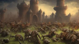 hordes of orcs attacking the fortress