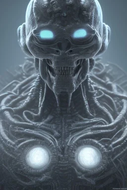 evil berserker, alien, tron, bitcoin eyes, 8k, finely detailed, dark light, photo realistic, hr giger