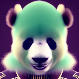 A male humanoid/furry panda with mint fur color that can use ice rainbow superpowers in pixar style