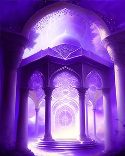 Enter the sacred pavilion, where the atmosphere transcends into the realm of the crown chakra. Pure and radiant, the air shimmers with the brilliance of violet light. Serenity envelopes the space, inviting a profound connection with the divine. A gentle breeze carries whispers of cosmic wisdom, elevating consciousness. The scent of lavender lingers, enhancing spiritual tranquility. In this atmospheric sanctuary, a sense of unity with the universe unfolds. Overall violet theme