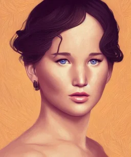 A portrait of Jeniffer Lawrence,adorable, seductive and sexy looking, slight smile, intricate, elegant, highly detailed eyes, digital painting, 8k, artstation, concept art, smooth, sharp focus, illustration, studio quality, art by victo ngai