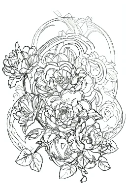 outline art for cute flower coloring pages with which, White background. sketch style, clean line art, white background, no shadow and clear