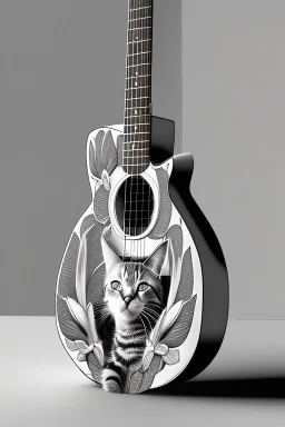 One single mature cat, friendly, playing guitar, vienna, sunny day, perfect iris, model style, hyper realistic, extremely accurate, delicate, extremely detailed, Graphic novel style, wide-angle, open aperture, superfine pencil