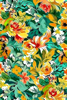 flowers floral pattern in the style of Pierre-Auguste Renoir