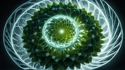 A genetically engineered plant emerges from a mesmerizing spiral, inspired by E. T. A. Hoffmann. This intricate 3D render depicts a fusion of primitivism and biochemistry, showcasing a fascinating blend of RNA bioweapons, xenobiology, and the morphing DNA helix. The image portrays a bioorganic concept of a mechanically evolved life form, born out of DNA experiments.