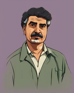 vector. cartoon. Walking, Digital painting, abdullah ocalan. عبداله اوجلان. character. Abdullah Öcalan. Vector, Kurdish. color. minimal