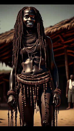 The body and soul of a beautiful woman with chains