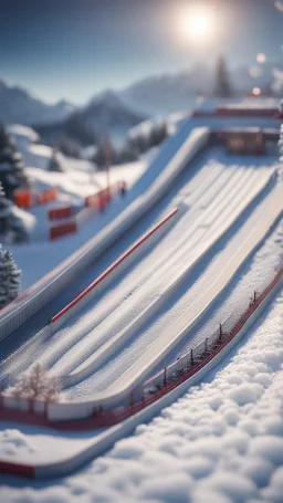 a knitted ski jump arena, bokeh like f/0.8, tilt-shift lens 8k, high detail, smooth render, down-light, unreal engine, prize winning