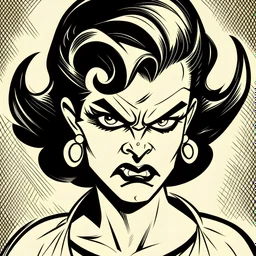 50s drawing of angry female villain