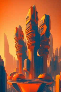 orange futuristic city