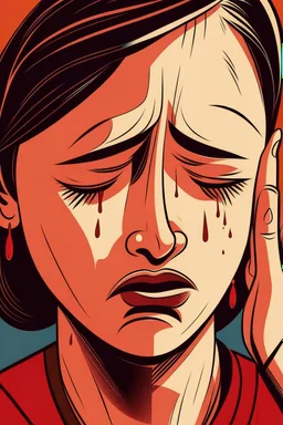 Create an illustration of a woman crying demanding justice warnanya soft