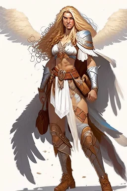 female aasimar barbarian with traveler cloths