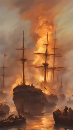 BURNING SHIPS IN THE PORT