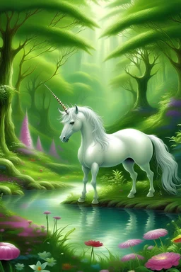 Unicorn in fairy land