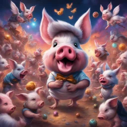 swarm of the swine pigpen pigsty in an epic capitalistic , make them swag angelic poggers bugs bunny photorealisitic borderlands colourful cosmos lil nas x