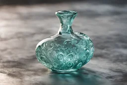 mint color tone, A beautifully crafted clear glass chess piece, intricate details and swirls, reflecting light around its surface, with a delicate heart, perfectly fitting inside its design