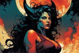 create a ethereal, otherworldly seductive ancient female succubus , in the comic book art style of Mike Mignola, Bill Sienkiewicz, John Romita Jr., Leonardo Romero, Simone D'ARMINI, and Jean Giraud Moebius, with highly detailed and sharply defined feminine facial features , finely penciled and inked , dramatic natural lighting