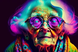 very old woman psychedelic image