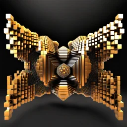 a mandelbulb 3d fractal made of metallic random color cubes a pertty artistc background