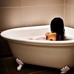 Girl sitting in Bathtub