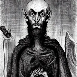 Nosferatu vampire with a beard of flesh tendrils as a Russian Orthodox