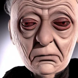 The face of a female Davros from Doctor Who, photo-realistic