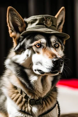 ذئب يرتدي قبعة عسكرية