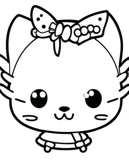 outline art for Hello Kitty Winking coloring page, Japanese manga style, cartoon style, cute face, white background sketch style, full body is a must, only use outline, clean line art, no shadow, bold outline