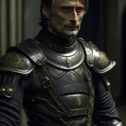 mads mikkelsen dresses in knight's armour, high quality photo