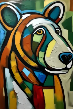 a painting of a bear in the style of Picasso