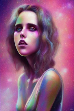 Danish singer MØ face , impressionism Contemporary, purple tones,