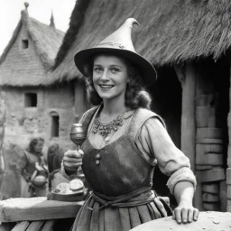 [high res photography by Ray Harryhausen] Joan:A farmer girl from Domremy, a village in medieval France, points the camera to say "THANK YOU"