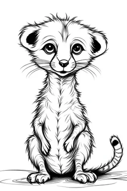 outline art for Meerkat Pup coloring pages with sitch, white background, Sketch style, full body, only use outline, toddlers style, clean line art, white background, no shadows and clear and well outlined.