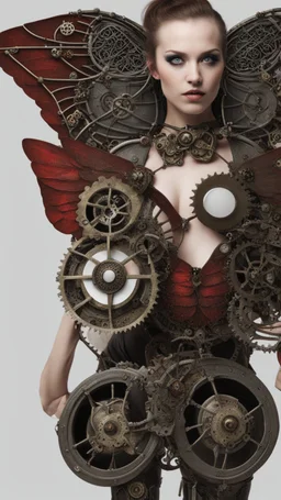 metal steampunk red moth wings