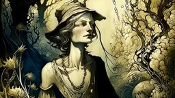 Graffiti Art with outline. Arthur Rackham