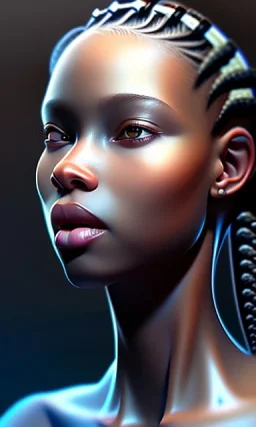 black girl, cute, beautiful, braids, head and shoulders portrait by Greg Rutkowski