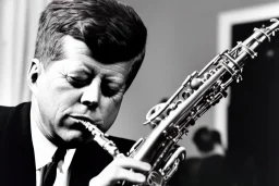 Lonely John f kennedy playing A normal saxophone with his eyes closed