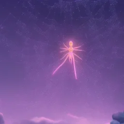 Giant transparent ethereal luminescent starry spider, realistic