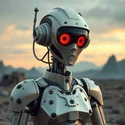 librarian robot, futuristic, post-apocalypse