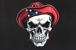 front facing skull (angry, wearing a confederate hat), airbrush