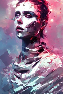 Abstract Yoji Shinkawa, neon tones,Danish singer MØ face,