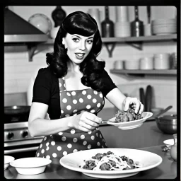 Bettie Page teaches cuisine