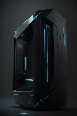 futuristic computer with dark background